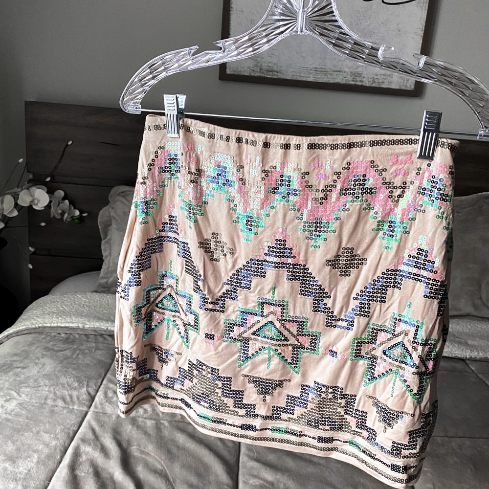 Aztec Sequin High Wasted Skirt